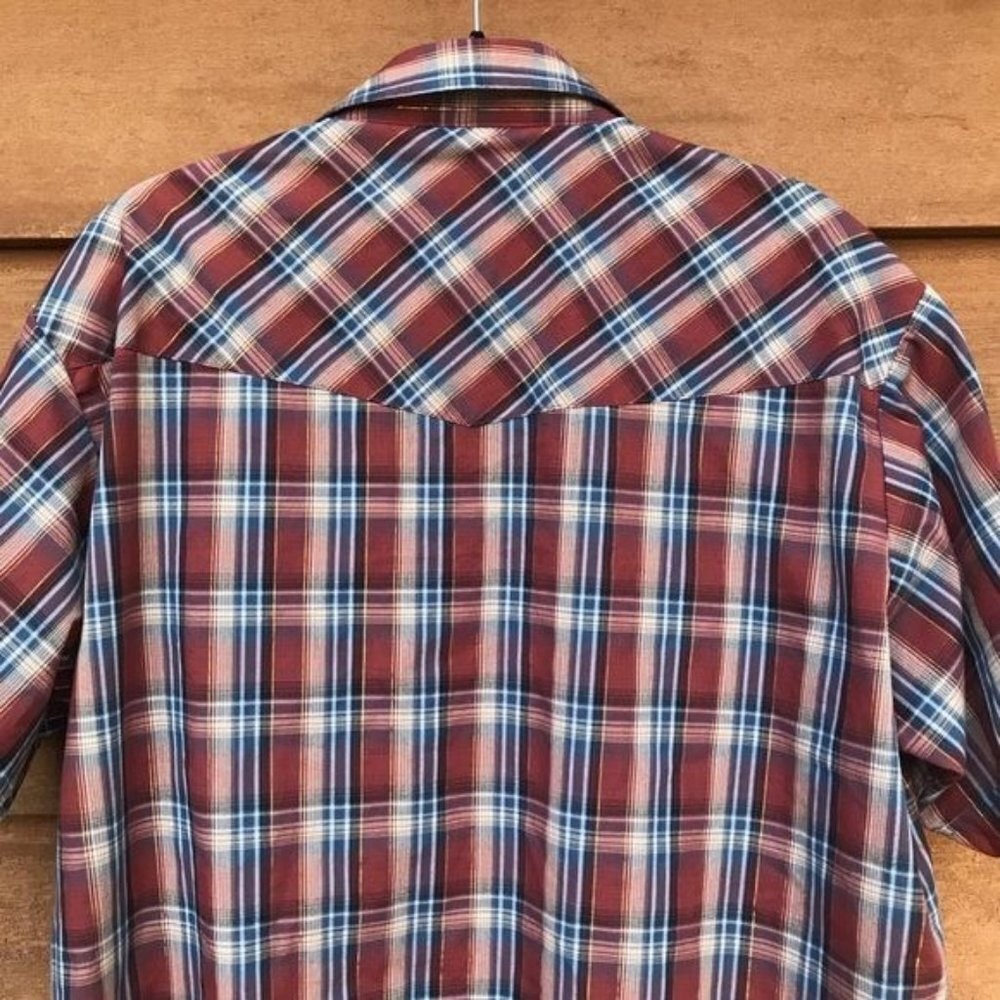 Vintage Plains Western Wear Plaid Pearl Snap Button Down Shirt Size XL - Picture 6 of 8